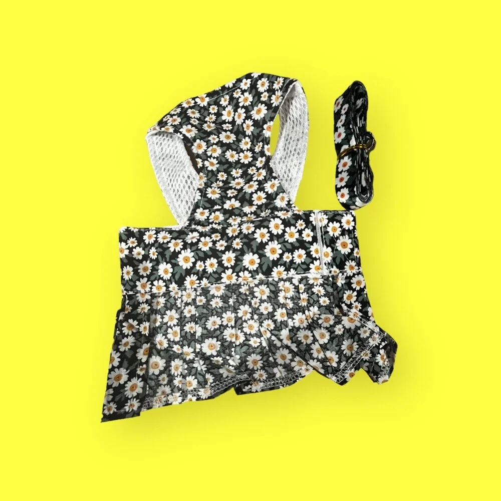 Flowered Dog Dress Harness, Size M
